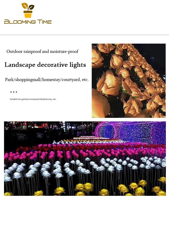 BLOOMING TIME Two Solar Fiber Optic Rose Lights, New Led Solar Outdoor Waterproof Ground-Mounted Rose Lights, Scenic Courtyard, Street, Lawn, Sea Of Flowers, Simulation Rose Lights,Red - Image 3