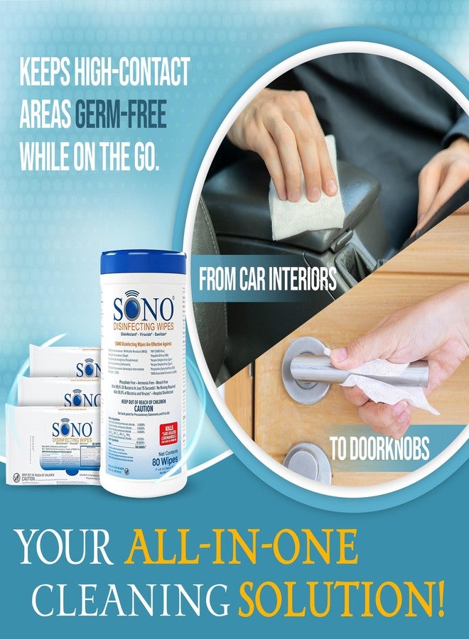 SONO Disinfecting Wipes - 80 Count (Canister of 1) and 60 Count (Pack of 3) + Sanitizer, Medical-Grade, Alcohol-Free, No Bleach, Gentle & Effective Multi-Surface Cleaning Solution - Image 3