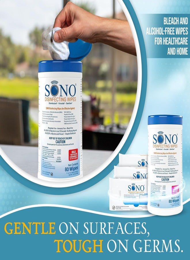 SONO Disinfecting Wipes - 80 Count (Canister of 1) and 60 Count (Pack of 3) + Sanitizer, Medical-Grade, Alcohol-Free, No Bleach, Gentle & Effective Multi-Surface Cleaning Solution - Image 2