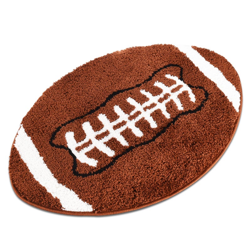 MSYA Cute Football Rug for Boys Room 34â€x22â€ Soft Sports Carpet for Kids Bedroom Decor Non Slip Washable Playroom Area Rug Fun Touchdown Mat Plush Athlete Themed Gift - Image 1
