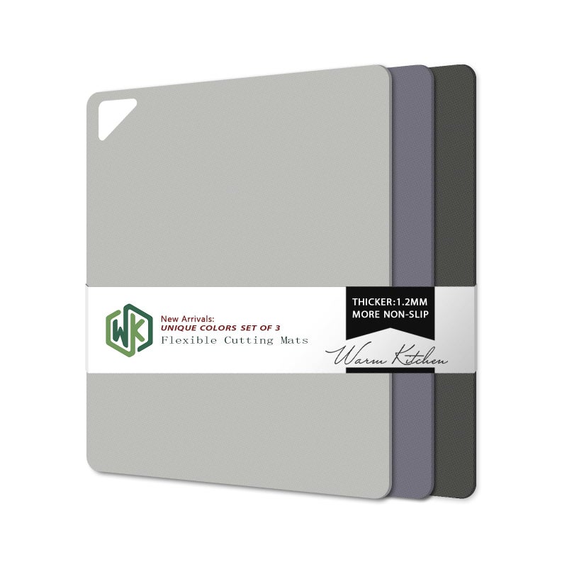 WK Flexible Plastic Cutting Boards for Kitchen Cutting Board Mats Set of 3 Nonslip Cutting Board for Meat Thin Cutting Sheets with Hole Dishwasher Safe BPA Free 145x115