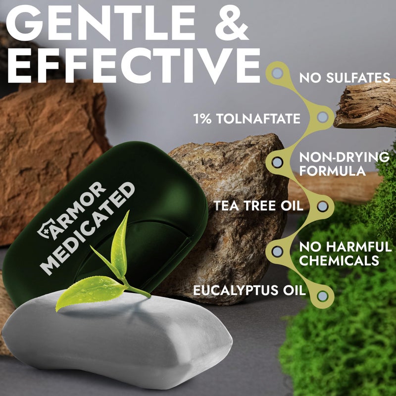 Terramed Just Think Comfort Antifungal Soap | Medicated Jock Itch Treatment, Fights Ringworm & Athlete's Foot | Soothing Tea Tree & Eucalyptus | 1% Tolnaftate for Effective Relief | Travel-Friendly with Soap Case - Image 3