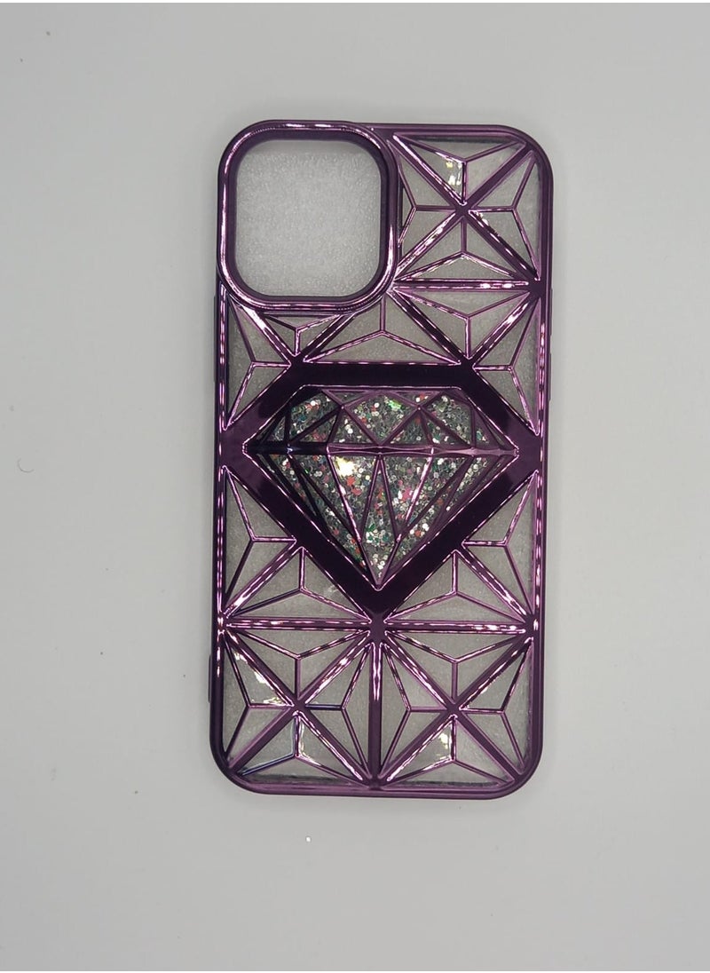 Undefined Transparent Purple Back Cover For IPhone 12/12 Pro With A Diamond Shape  - Image 1