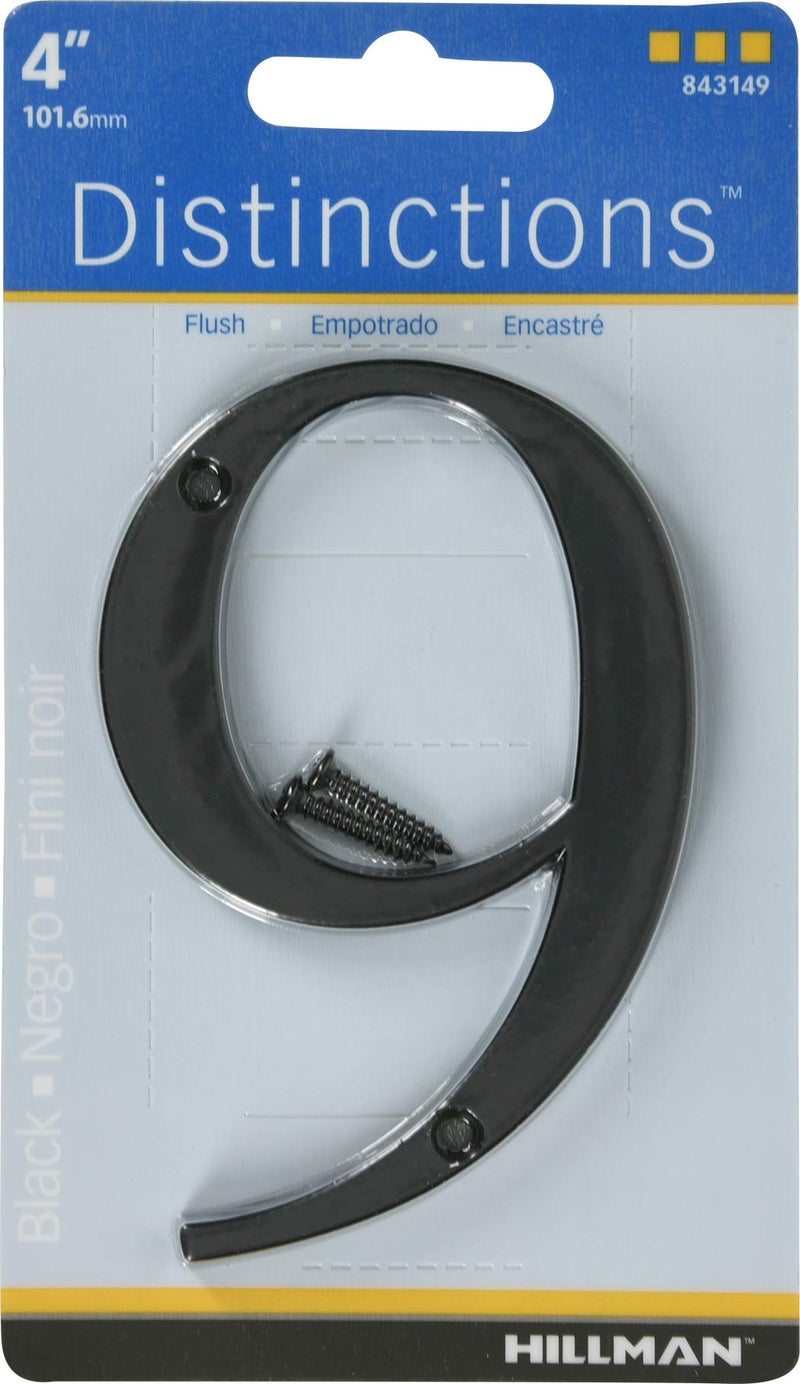 Hillman Distinctions 843149 Black Flush-Mount 4-Inch House Number 9 - Image 5