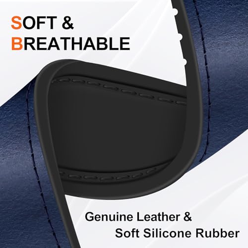 WestEagle Leather Watch 8 Band Compatible with Samsung Galaxy Watch 8 40mm 44mm/ 8 Classic 46mm, Magnetic Buckle Silicone Bottom Design Adjustable Wristbands Accessories for Men and Women, Grey - Image 4
