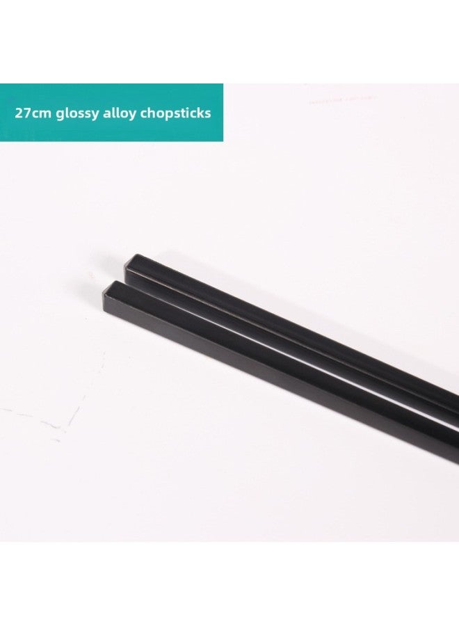 Custom Household Commercial Alloy Chopsticks Meal Company Special Chopsticks Anti-mold Disinfection High Temperature Alloy Chopsticks-Color:27cm Smooth Alloy Chopsticks 1 Pair  - Image 1