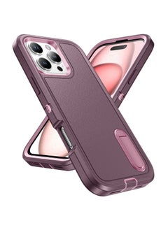 European And American For Iphone16 Pro Max Phone Case Armor Drop-resistant Creative Protective Case For Defending Three-proof Bracket-Color:Purple + Powder-Applicable Model:IP16 PLUS