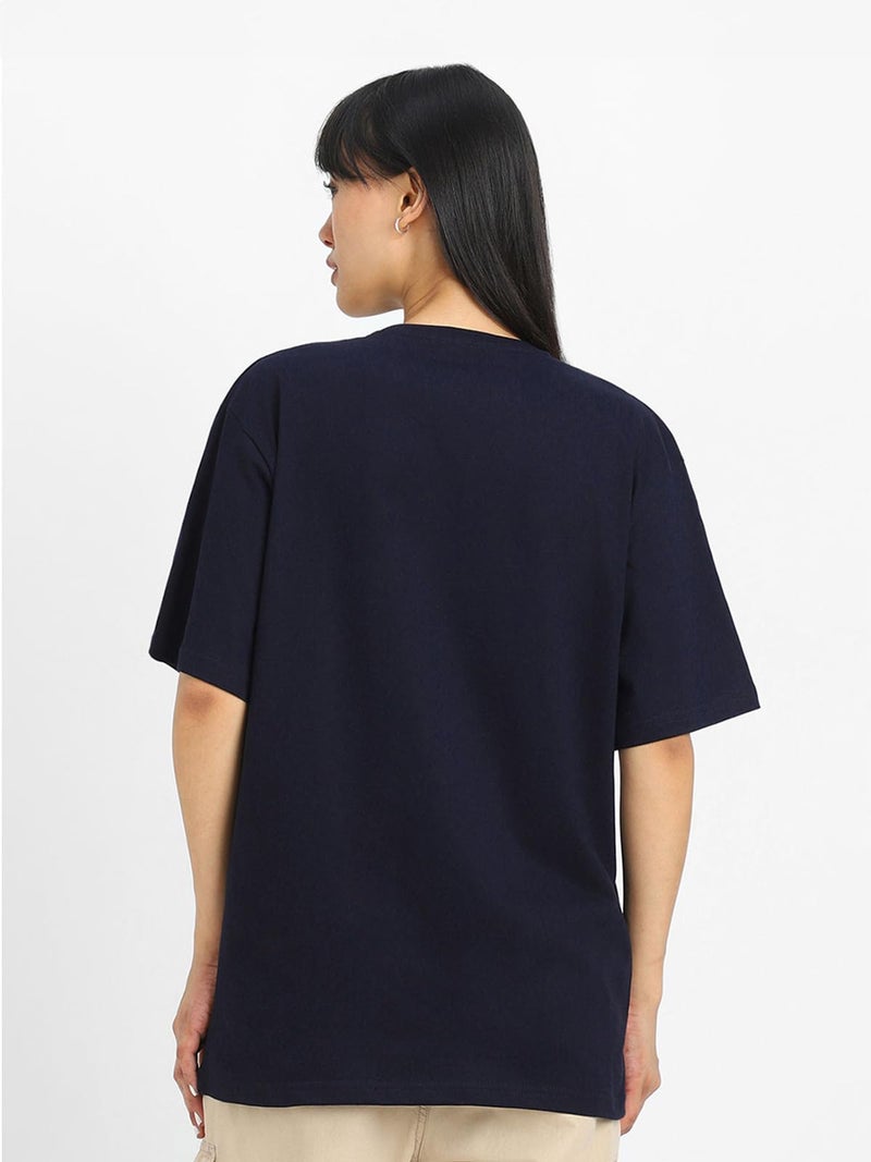 JUNEBERRY® Round Neck Drop Shoulder Round Neck Black & White Graphic Printed Pure Cotton Oversized Baggy Fit Half Sleeve T-Shirt for Women & Girls (GL_OS_USA_NVY_XXL) - Image 3