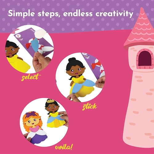 Kalakaram Foam Create-A-Princess DIY Art & Craft Kit Mess-Free Creative Activity For Kids,Princesses Art Kit,Gifts For Girls & Boys Ages 4,5,6,7,8,9,Fun DIY Craft Kits For Children,Multicolour - Image 3