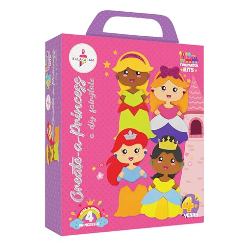 Kalakaram Foam Create-A-Princess DIY Art & Craft Kit Mess-Free Creative Activity For Kids,Princesses Art Kit,Gifts For Girls & Boys Ages 4,5,6,7,8,9,Fun DIY Craft Kits For Children,Multicolour - Image 1