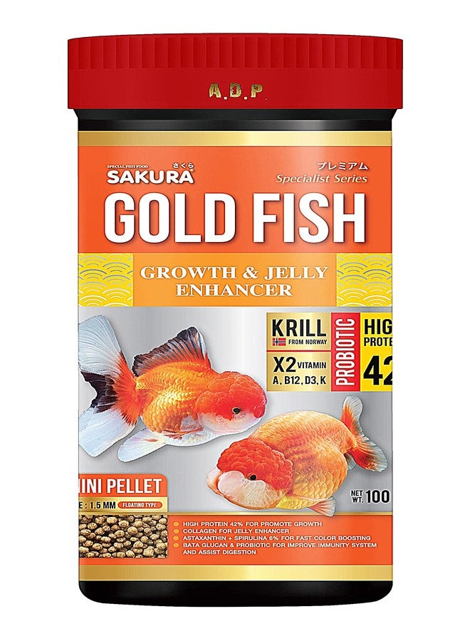 A.D.P. SKR Growth Fast & Jelly Enhancer 100 g. Goldfish Food Mini Floating Pellet 1.5 mm, High Protein 42% Build Big Body & Color Enhancing Aquarium Baby Newborn Fry Tropical Fish Food, Proven 14 Day - Image 1