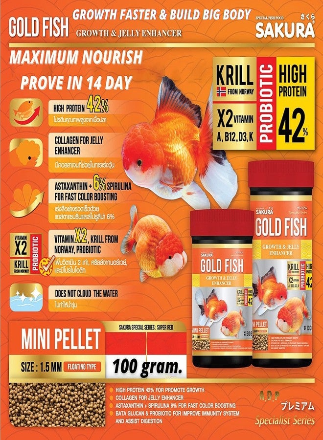 A.D.P. SKR Growth Fast & Jelly Enhancer 100 g. Goldfish Food Mini Floating Pellet 1.5 mm, High Protein 42% Build Big Body & Color Enhancing Aquarium Baby Newborn Fry Tropical Fish Food, Proven 14 Day - Image 2