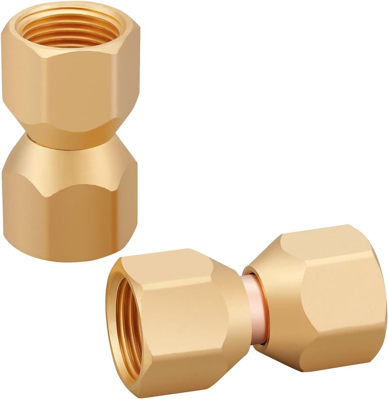 Minimprover 2 PCS Brass 1/2" Female Flare Swivel Adapter, Tube Fitting, Valve Connector - Image 1