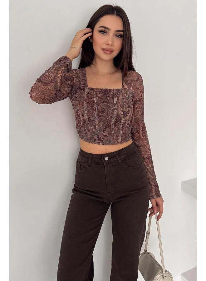 Noa Noa Women's Paisley Pattern Square Neck Blouse – Rust Bloom
