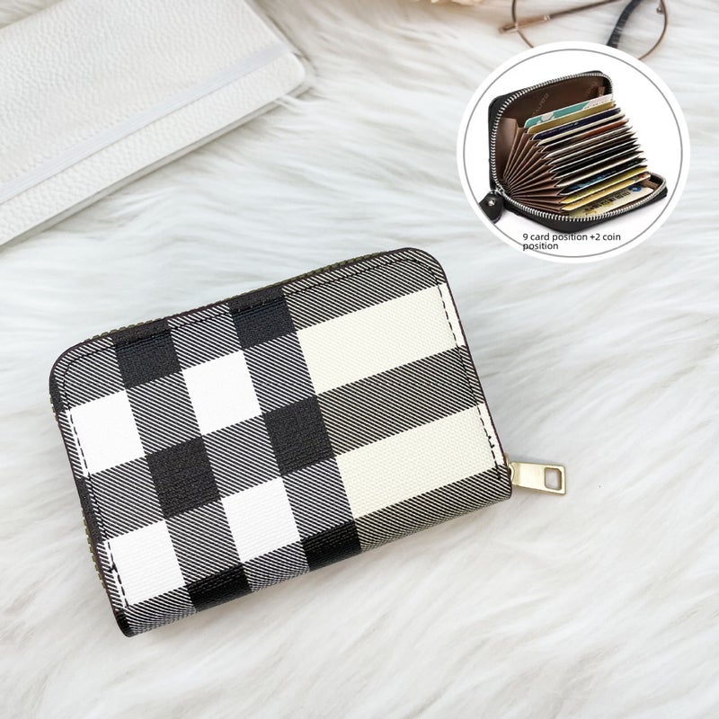 Trendy Accordion Card Holder Multi-Slot Compact Wallet Black-litchi pattern - Image 4