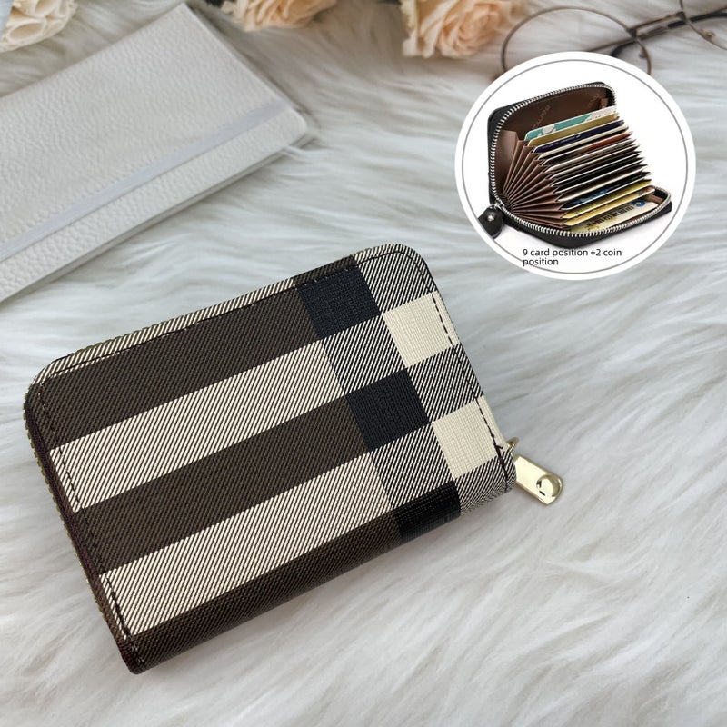 Trendy Accordion Card Holder Multi-Slot Compact Wallet Black-litchi pattern - Image 5