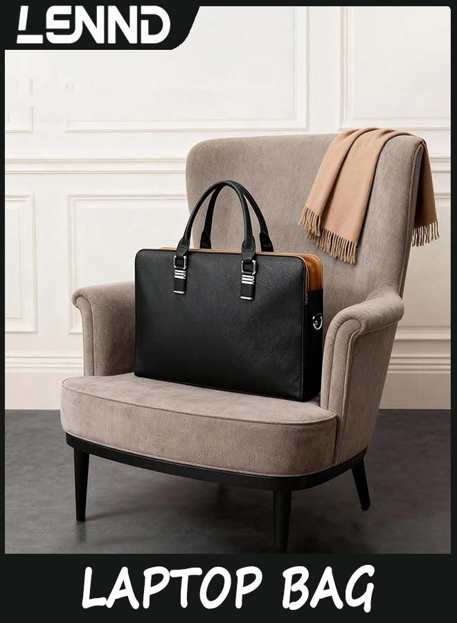 LENND Leather Laptop Bag,Men Business Bag Leather Laptop Bag,Laptop Case Briefcase Shoulder Computer Bag for Men - Image 4