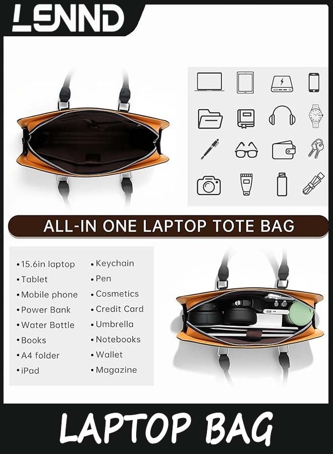 LENND Leather Laptop Bag,Men Business Bag Leather Laptop Bag,Laptop Case Briefcase Shoulder Computer Bag for Men - Image 2