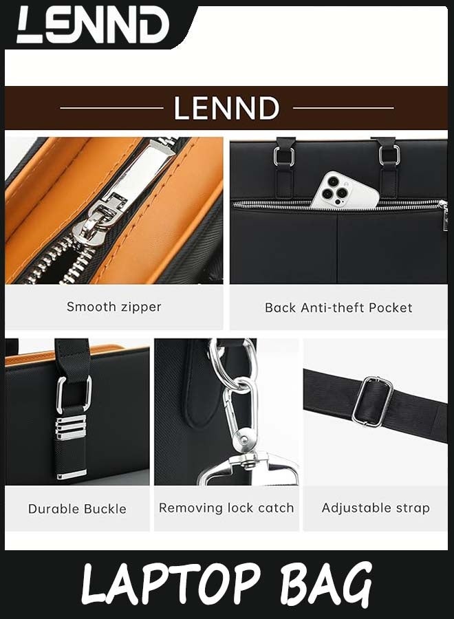 LENND Leather Laptop Bag,Men Business Bag Leather Laptop Bag,Laptop Case Briefcase Shoulder Computer Bag for Men - Image 5