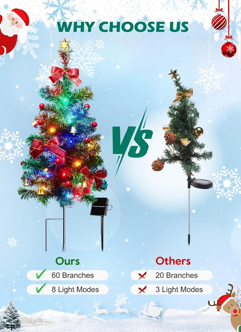Brightown Brightown Solar Christmas Tree Outdoor 2 Packs 315 Inch Solar Christmas Decorations Outdoor Yard Xmas Pathway Christmas Trees Sidewalk Driveway Walkway Grave Cemetery  - Image 2