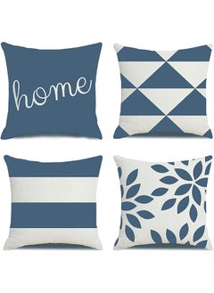 KASTWAVE Throw Pillow Cover s 4 Pcs Cotton Linen Farmhouse Home Decor Square Geometric Abstract Accent Pillow Cover  Decorative Cushion Modern Outdoor Indoor Pillow Case for Couch Sofa Chair (16*16")  - Image 1