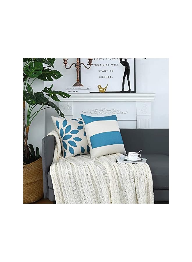 KASTWAVE Throw Pillow Cover s 4 Pcs Cotton Linen Farmhouse Home Decor Square Geometric Abstract Accent Pillow Cover  Decorative Cushion Modern Outdoor Indoor Pillow Case for Couch Sofa Chair (16*16") - Image 3