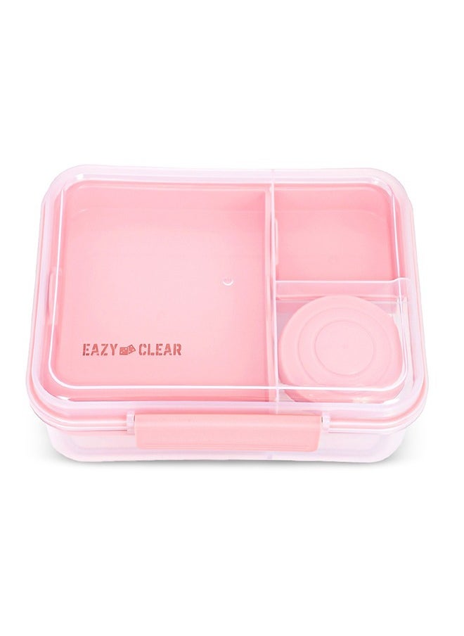 Eazy Kids 3/4/5 Compartment Convertible 1650ml Bento Lunch Box With 150ml Gravy Bowl - Pink  - Image 1