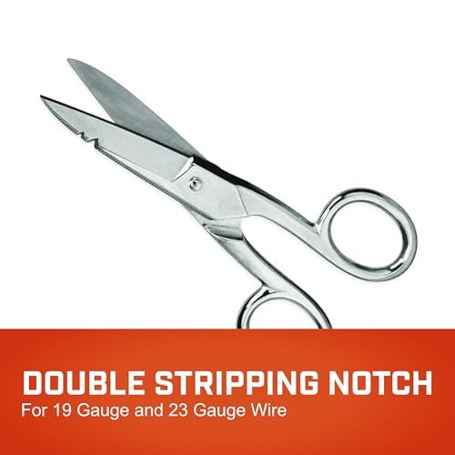 Wiss Crescent Wiss Electrician Scissors - Hot Drop-Forged Steel Wire Cutting Scissors with File, Scraper & Double Stripping Notch - 5" - 175E - Image 2