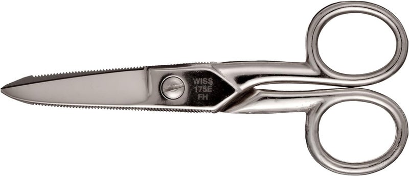 Wiss Crescent Wiss Electrician Scissors - Hot Drop-Forged Steel Wire Cutting Scissors with File, Scraper & Double Stripping Notch - 5" - 175E - Image 1