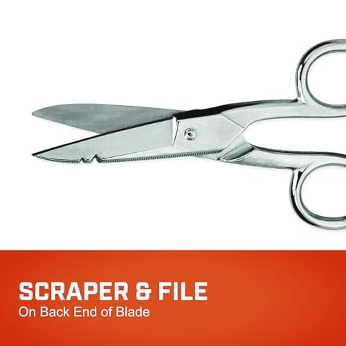 Wiss Crescent Wiss Electrician Scissors - Hot Drop-Forged Steel Wire Cutting Scissors with File, Scraper & Double Stripping Notch - 5" - 175E - Image 4