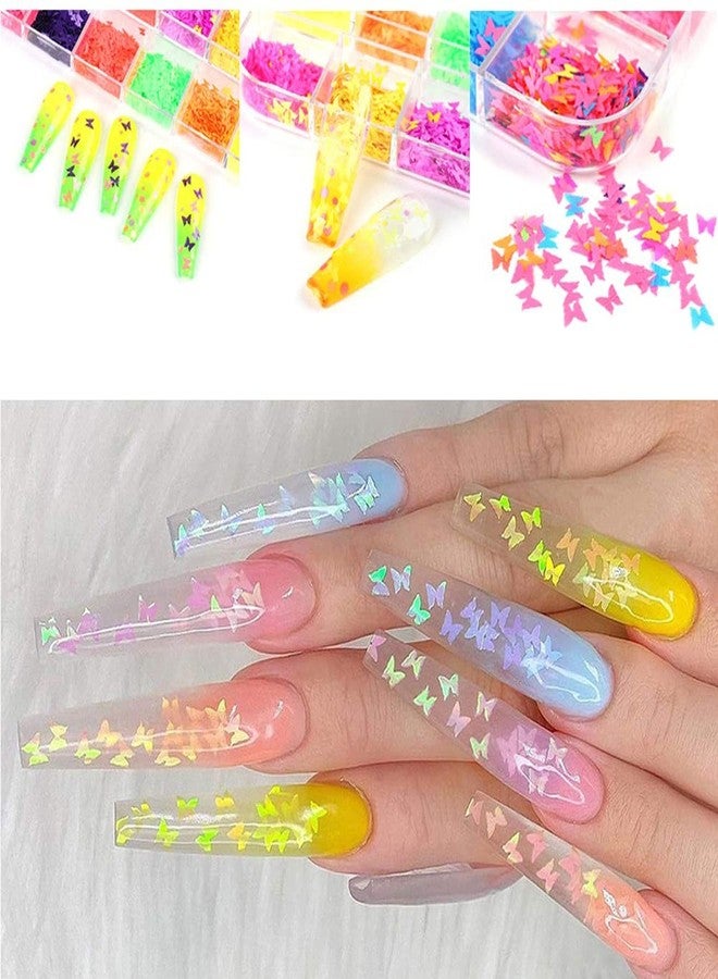 GOLD MAX 12 Colors 3D Butterfly Nail Sequins Luminous Butterflies Nail Art Design Holographic Butterflies Shape Flakes for Nail Decorations Sparkle Colorful Confetti Glitters Sheets Nails Art Accessories - Image 4