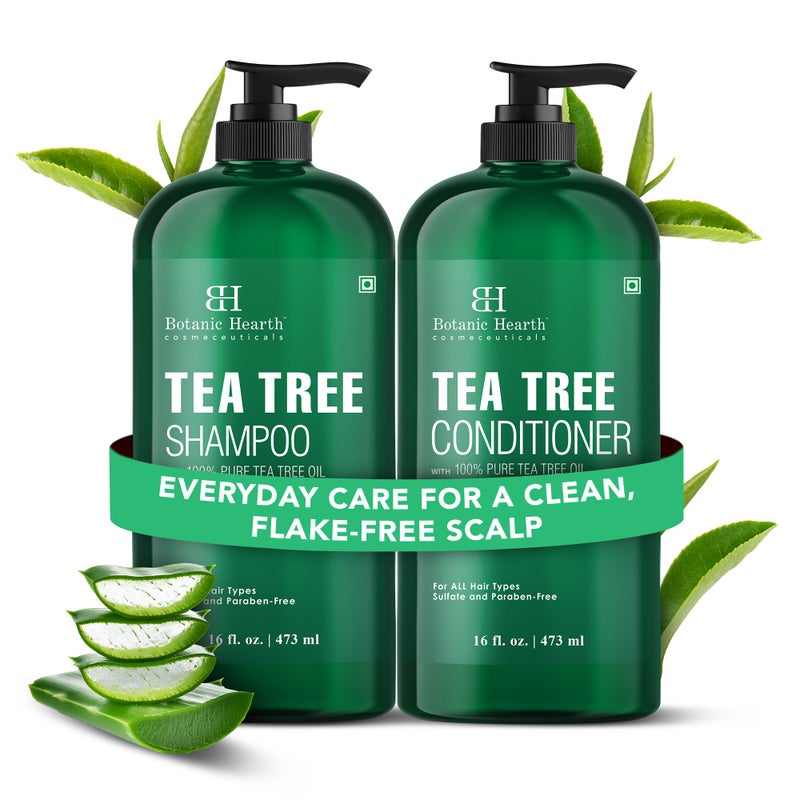 Botanic Hearth Tea Tree Shampoo and Conditioner Set | with 100% Pure Tea Tree Oil, for Itchy and Dry Scalp, Sulfate/Paraben Free | for Men and Women | 16 Fl Oz Each - Image 1