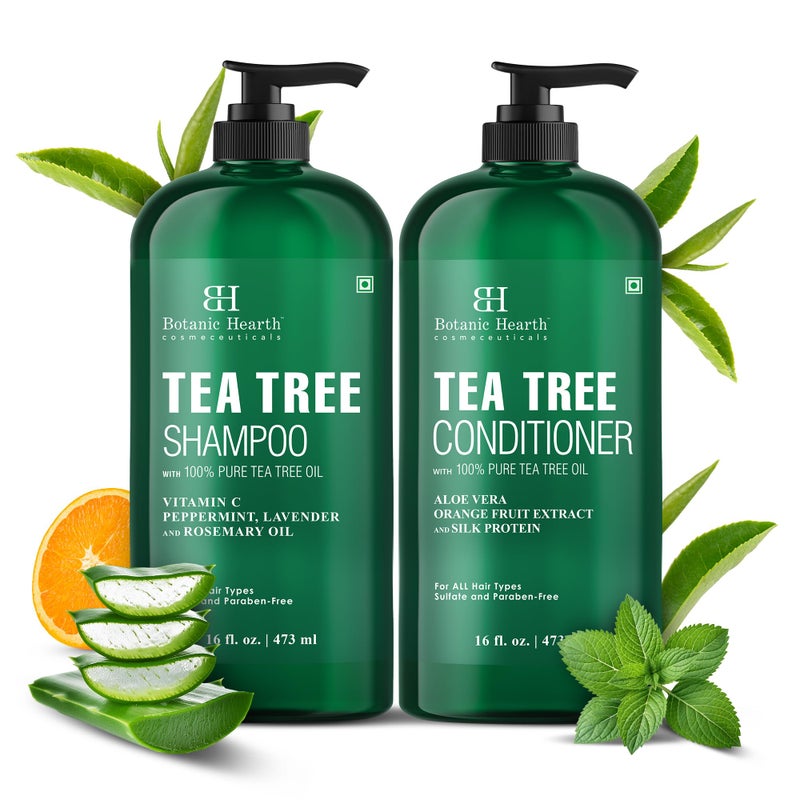 Botanic Hearth Tea Tree Shampoo and Conditioner Set | with 100% Pure Tea Tree Oil, for Itchy and Dry Scalp, Sulfate/Paraben Free | for Men and Women | 16 Fl Oz Each - Image 2