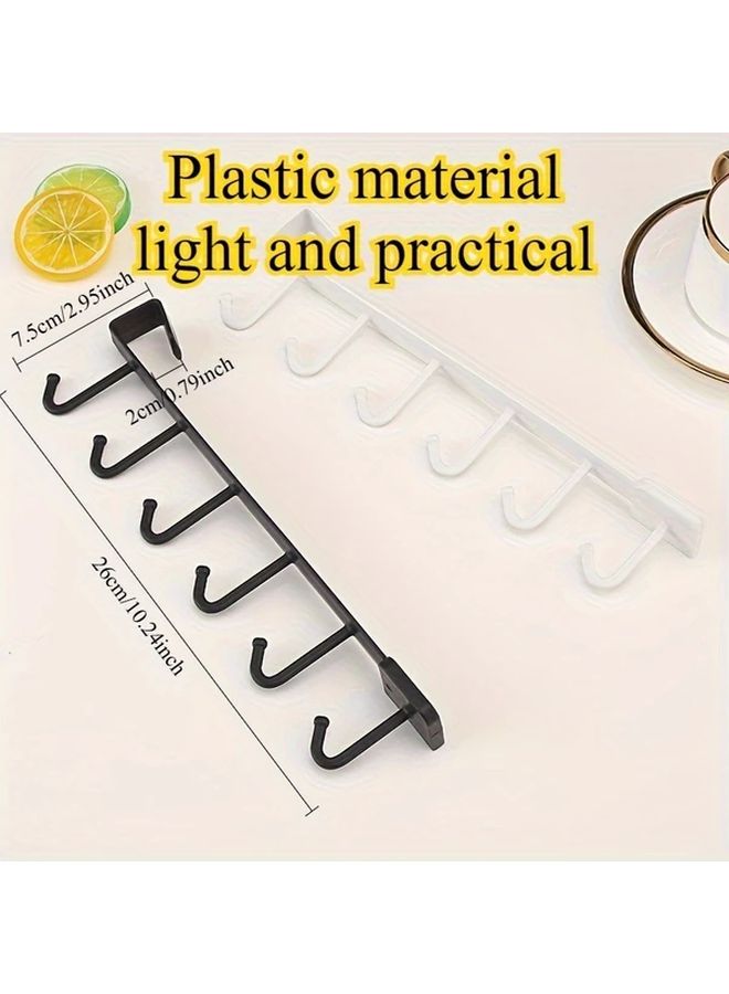 White Wall Mounted Kitchen Storage Rack 6 Hooks Space Saving Organizer For Utensils Cups Pots - Image 4