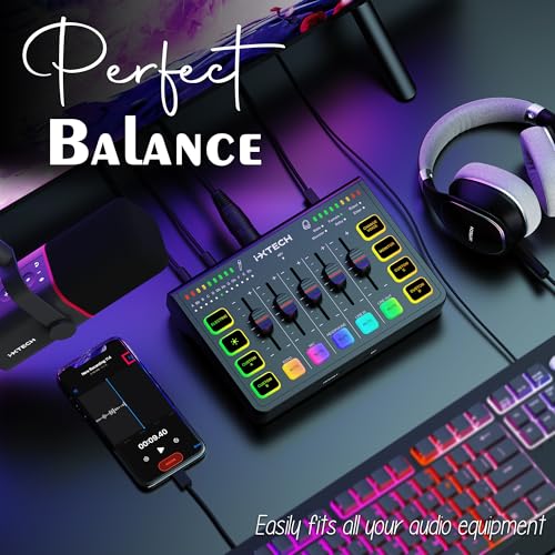 i-XTECH IXTECH Gaming Audio Mixer 4 Channel Soundboard, Streaming RGB PC Audio Interface with XLR Microphone Support, Audio Equalizer for Gaming Podcast Streaming Karaoke, Individual Volume Controls (Black) - Image 3