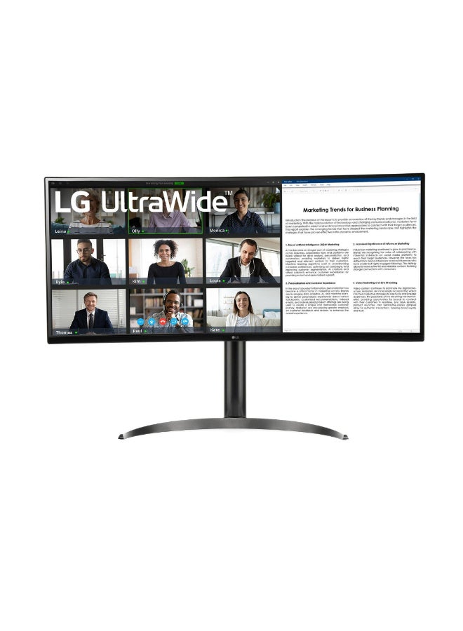 LG 34-Inch UltraWide WQHD VA Curved Monitor with USB Type-C, 100Hz Refresh Rate, 5ms (GtG), HDR10, 16.7M Colors / sRGB 99%, HDR10, AMD FreeSync, One Click Stand, USB-C 65 W, DP / HDMI | 34WR55QC-B Black - Image 1