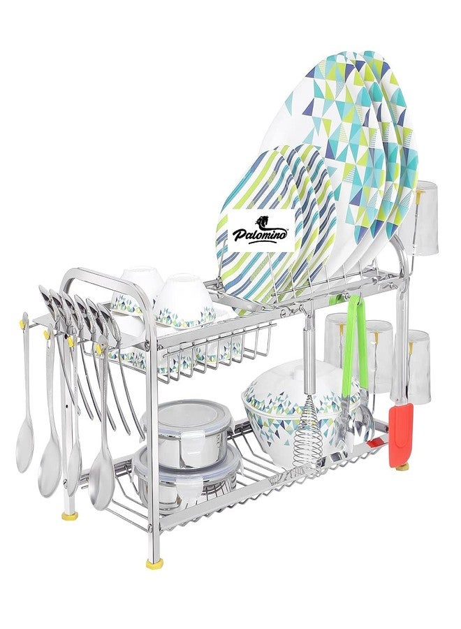 Homify 2-Tier Wall-Mounted Kitchen Shelf | Dish, Plate & Cutlery Holder | Modern Utensil Organizer & Storage Rack (12 x 21 Inches) - Image 3