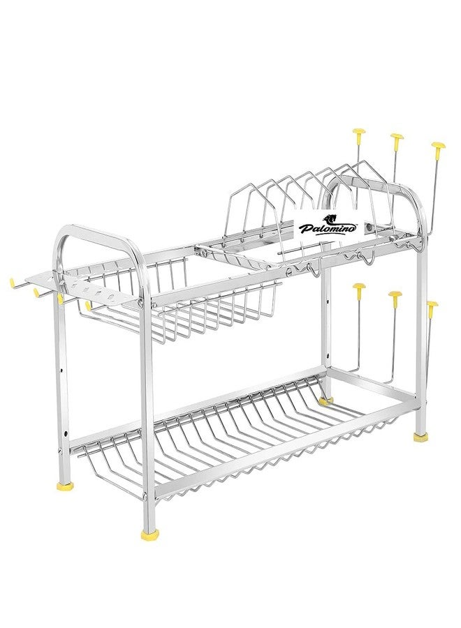 Homify 2-Tier Wall-Mounted Kitchen Shelf | Dish, Plate & Cutlery Holder | Modern Utensil Organizer & Storage Rack (12 x 21 Inches) - Image 4