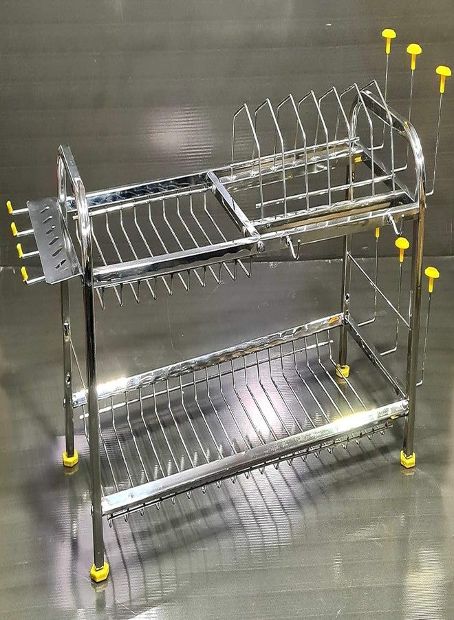 Homify 2-Tier Wall-Mounted Kitchen Shelf | Dish, Plate & Cutlery Holder | Modern Utensil Organizer & Storage Rack (12 x 21 Inches) - Image 5