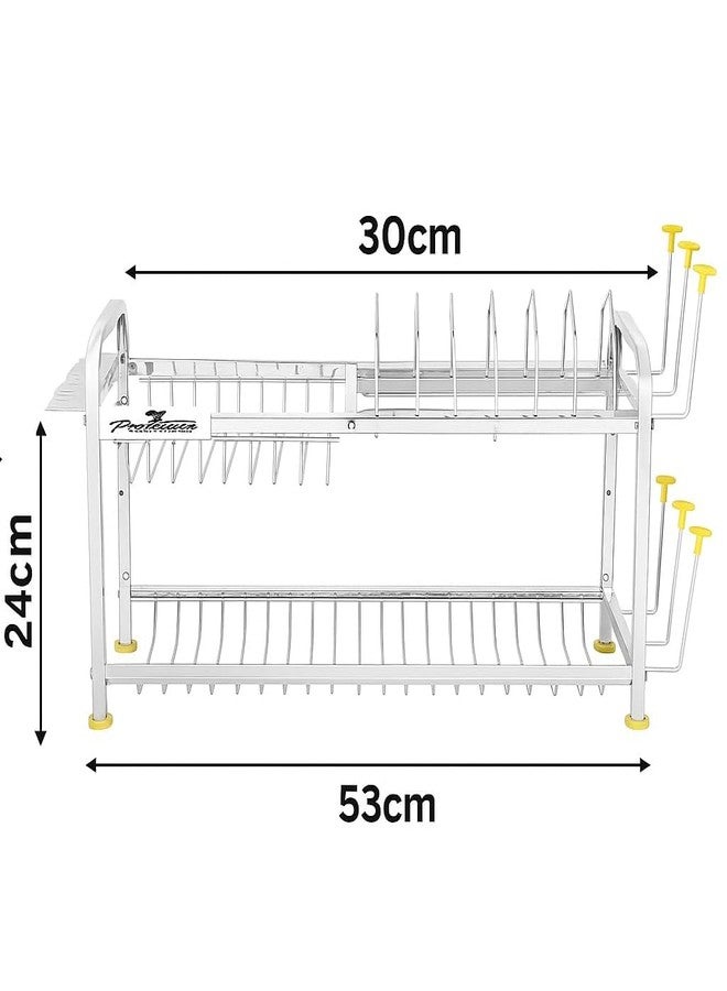 Homify 2-Tier Wall-Mounted Kitchen Shelf | Dish, Plate & Cutlery Holder | Modern Utensil Organizer & Storage Rack (12 x 21 Inches) - Image 2