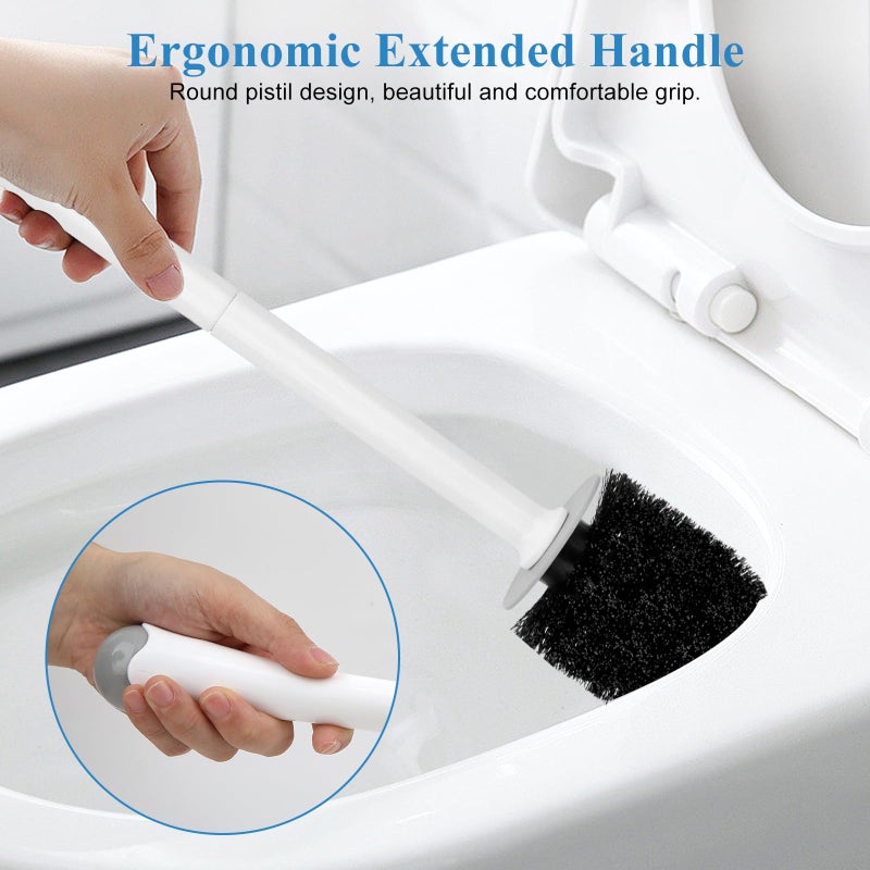 alpsnow Toilet Bowl Brush and Holder, Toilet Scrubber 2 Pack with Long Handle, Easy to Hide, Drip-Proof, Deep Cleaning - Image 4