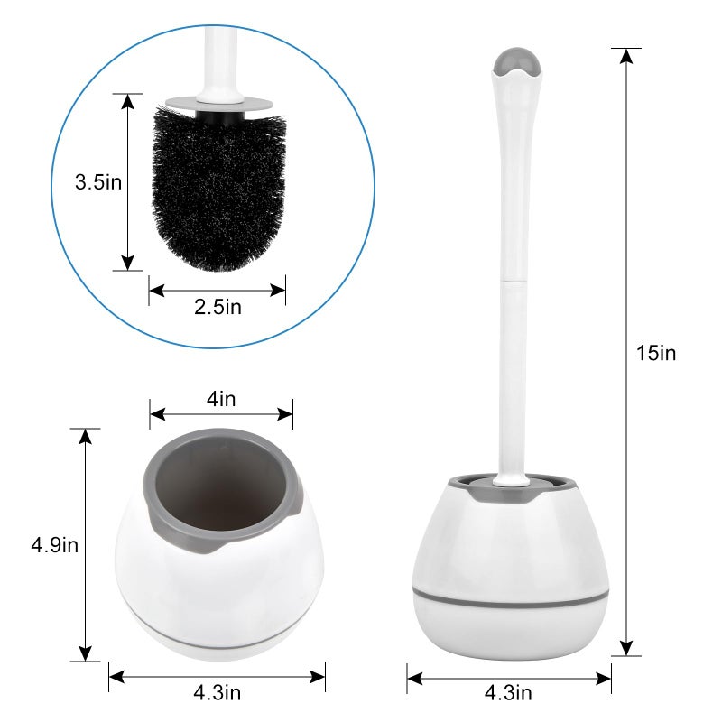 alpsnow Toilet Bowl Brush and Holder, Toilet Scrubber 2 Pack with Long Handle, Easy to Hide, Drip-Proof, Deep Cleaning - Image 2