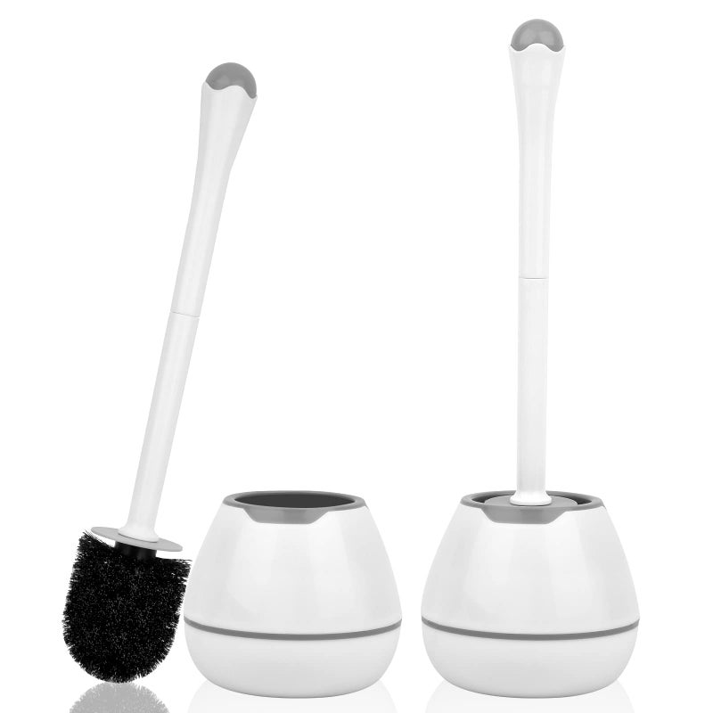 alpsnow Toilet Bowl Brush and Holder, Toilet Scrubber 2 Pack with Long Handle, Easy to Hide, Drip-Proof, Deep Cleaning - Image 1