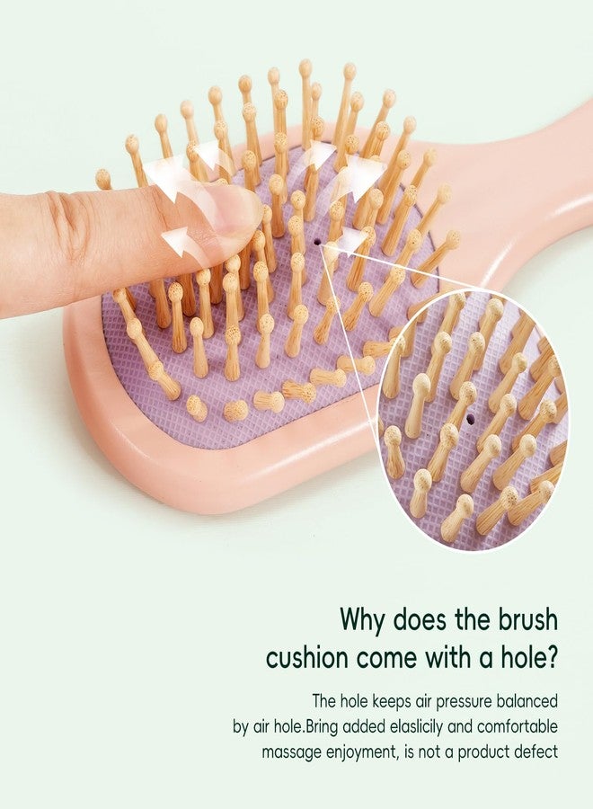 Combetter Wooden Mini Hair Brush - Detangling Paddle Brush for Women, Men & Kids for Straight, Wavy (Fine/Thin) Hair - Lightweight & Compact Travel Brush (pink) - Image 4