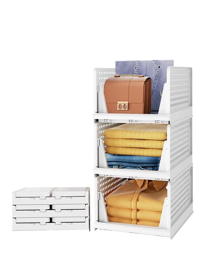 Aditya polymers Large Wardrobe Closet Organizers Pack of 3 | Foldable Stackable Clothes Storage Baskets | Adjustable Sliding Drawer Design | Space Saving Multipurpose Organizer for Cupboard Almirah - Image 1