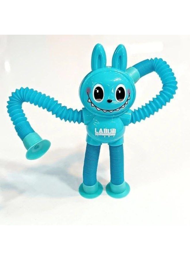 ألعاب لابوبو تلسكوبية مع أكواب شفط، لعبة لابوبو حسية، لعبة أكواب شفط للأطفال، لابوبو محشوة، ألعاب فيدجيت لتخفيف التوتر، لعبة تعليمية مضحكة، قطعة واحدة زرقاء