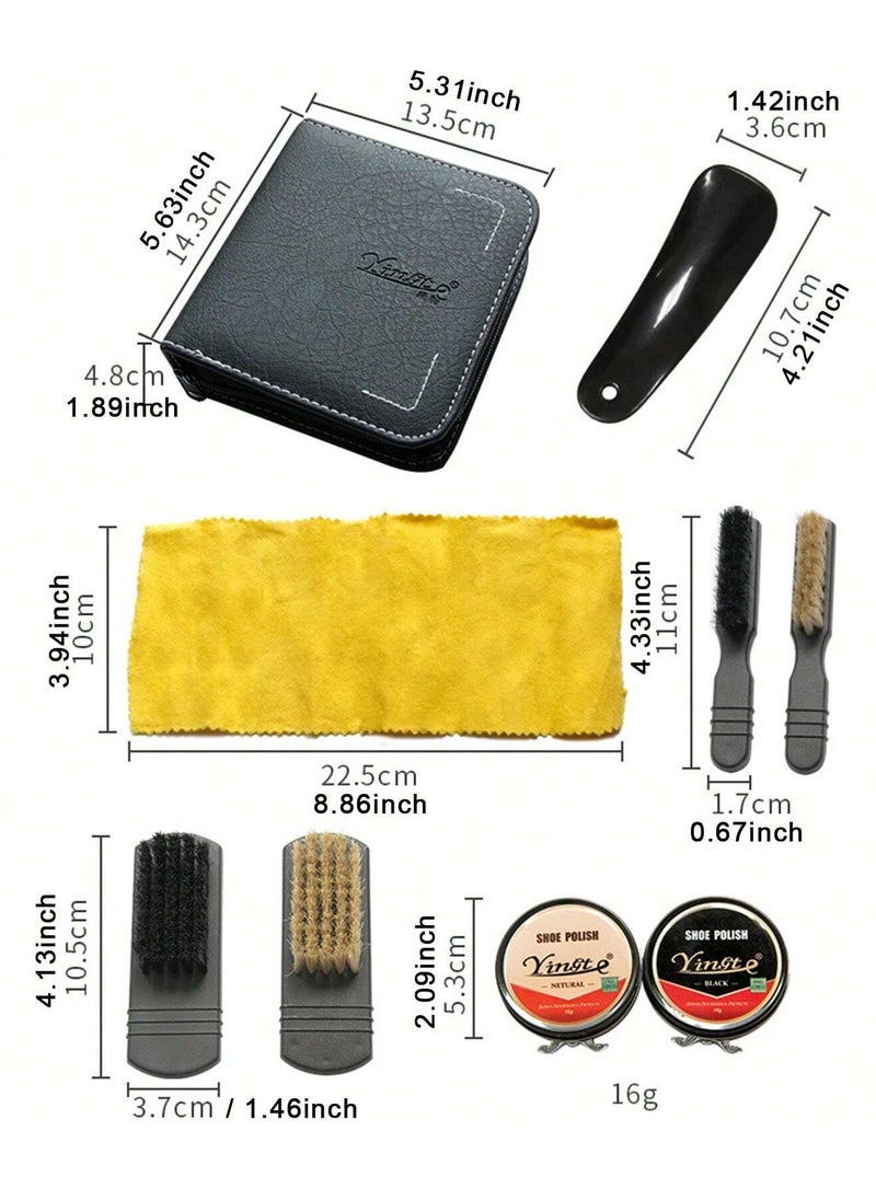 9Pcs Shoe Care Kit Polish Brush Cleaning Set For Leather Shoes Boots In Bag, Including Shoe Polishing Brushes, Polishing Kits and a Stylish Storage Bag Made of Black Synthetic Leather - pzsku/ZA397109CEF80F9B16CB5Z/45/_/1716519701/31dc1c32-1d44-4b10-ac84-b7cbb0f66b39