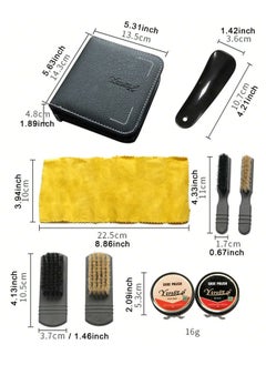 MileMelo 9Pcs Shoe Care Kit Polish Brush Cleaning Set For Leather Shoes Boots In Bag, Including Shoe Polishing Brushes, Polishing Kits and a Stylish Storage Bag Made of Black Synthetic Leather  - Image 2