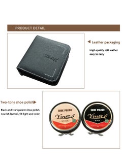 MileMelo 9Pcs Shoe Care Kit Polish Brush Cleaning Set For Leather Shoes Boots In Bag, Including Shoe Polishing Brushes, Polishing Kits and a Stylish Storage Bag Made of Black Synthetic Leather  - Image 4
