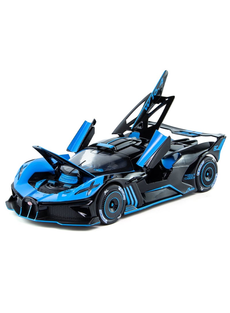 1:24 Bugatti Bolide Die-Cast Alloy Model Car – Pullback Action with Sound & Light – Openable Doors, Engine Details – Metal Body Toy for Kids & Collectors - Image 1